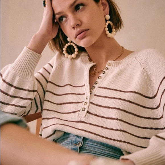 Sezane Sweaters - Leontine ecru/camel Small